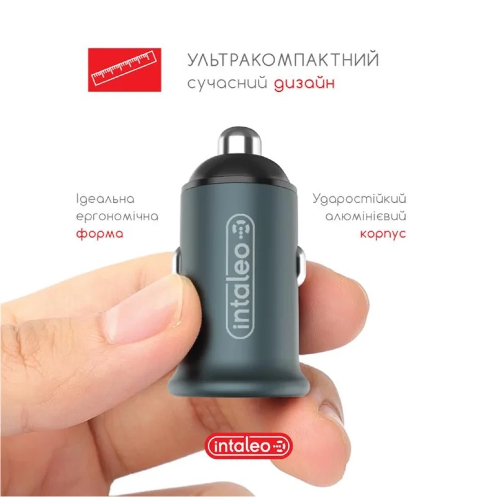 АЗП Intaleo CCGQPD250 (2USB, 3A) Grey UA