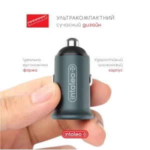 АЗП Intaleo CCGQPD250 (2USB, 3A) Grey UA