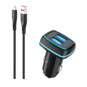 АЗУ SkyDolphin SZ18L (2USB, 3.4A) Black (AZP-000099) + кабель Lightning UA