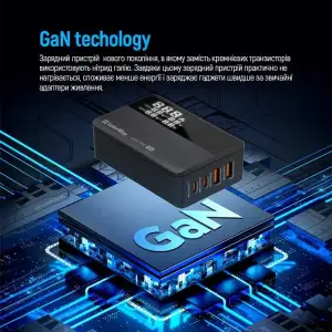 СЗУ ColorWay Power Delivery GaN (2USB-A + 2USB TYPE-C) (100W) Black (CW-CHS041PD-BK) UA