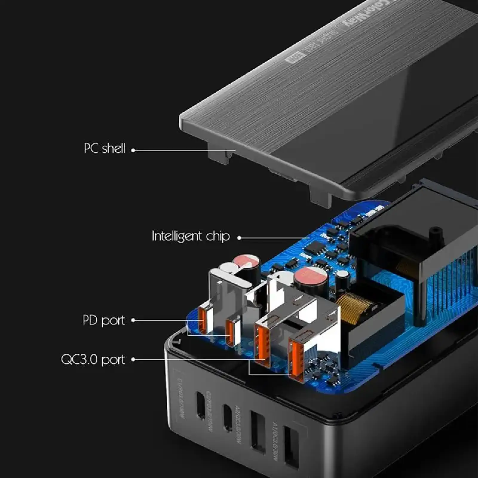 СЗУ ColorWay Power Delivery GaN (2USB-A + 2USB TYPE-C) (100W) Black (CW-CHS041PD-BK) UA