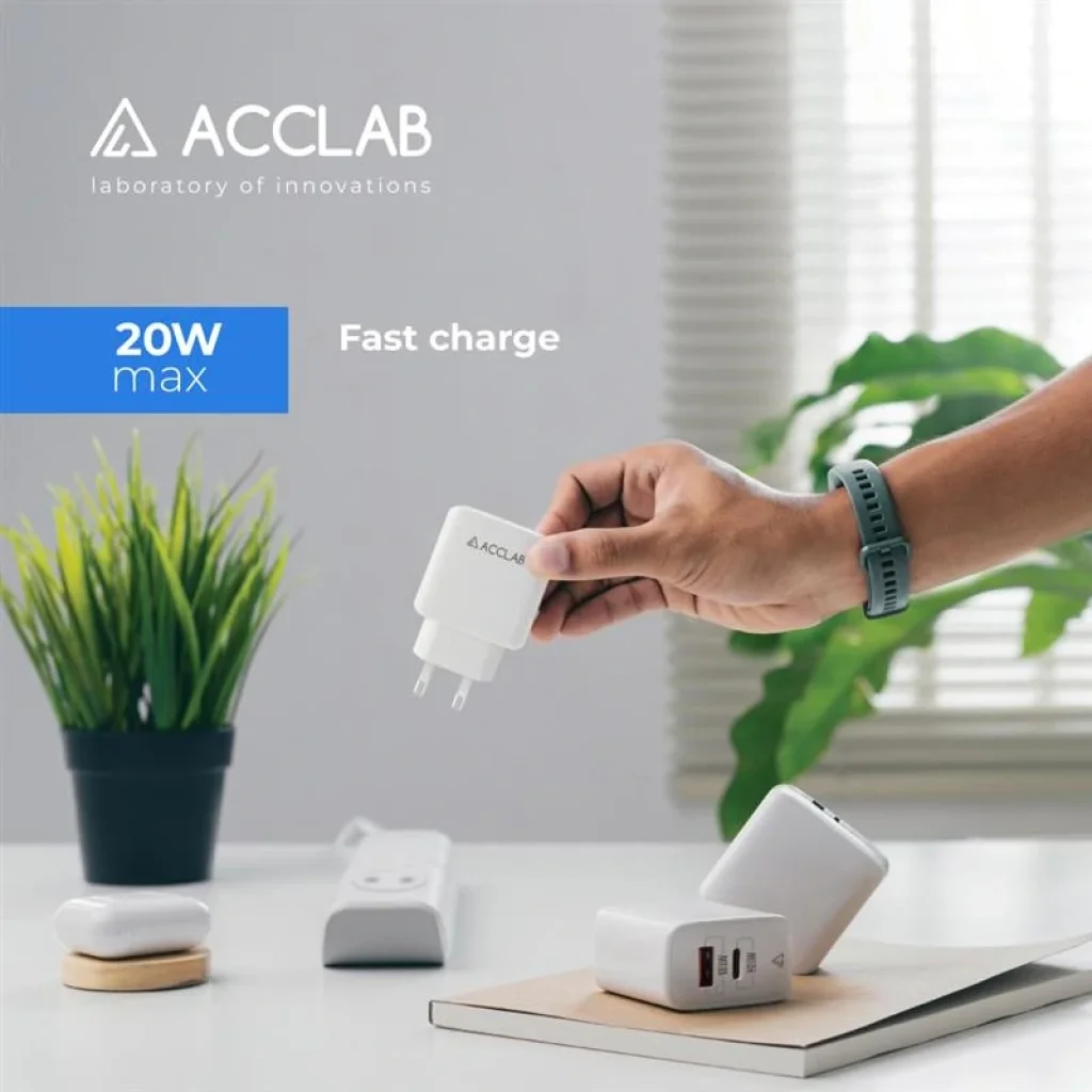 МЗП AccLab AL-TC220 (1xUSB, 1xType-C) White (1283126556494) UA