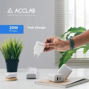 МЗП AccLab AL-TC220 (1xUSB, 1xType-C) White (1283126556494) UA