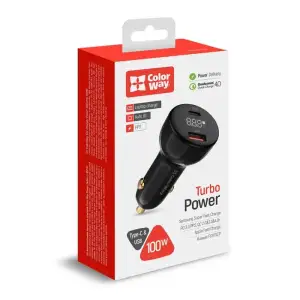 АЗУ ColorWay Power Delivery Port PPS USB (USB-A + USB-C, 100W) PD, QC Black (CW-CHA044PD-BK) UA