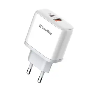 СЗУ ColorWay Power Delivery Port PPS USB (Type-C PD + USB QC3.0) (45W) White (CW-CHS042PD-WT) UA