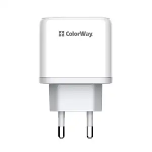 СЗУ ColorWay Power Delivery Port PPS USB (Type-C PD + USB QC3.0) (45W) White (CW-CHS042PD-WT) UA