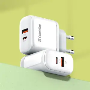 СЗУ ColorWay Power Delivery Port PPS USB (Type-C PD + USB QC3.0) (45W) White (CW-CHS042PD-WT) UA