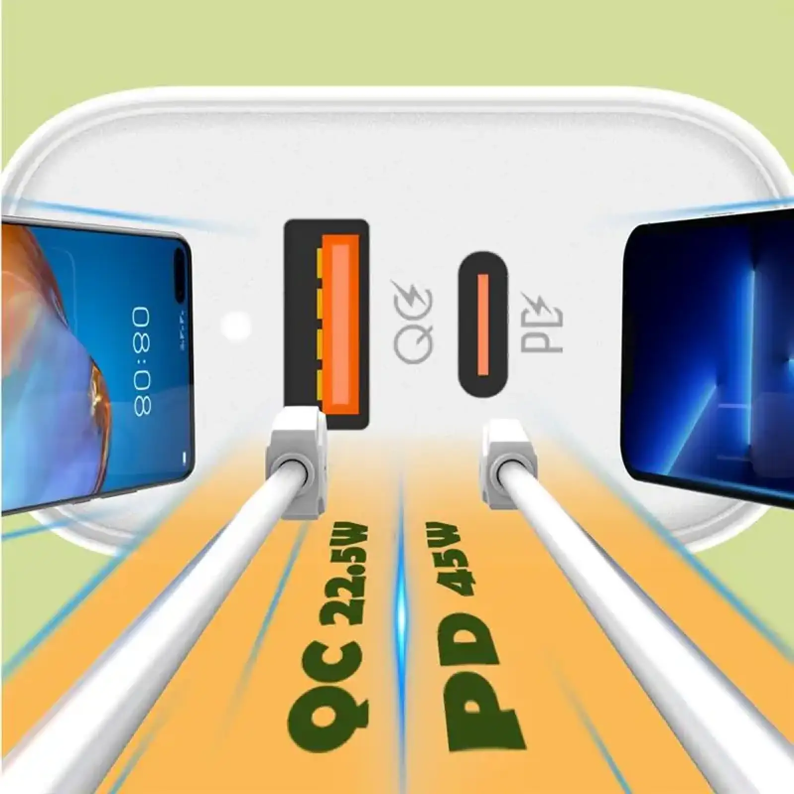 СЗУ ColorWay Power Delivery Port PPS USB (Type-C PD + USB QC3.0) (45W) White (CW-CHS042PD-WT) UA