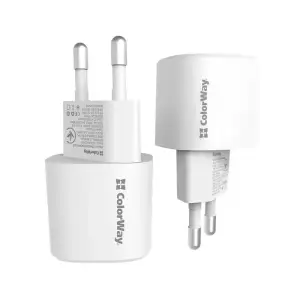 СЗУ ColorWay GaN PD Port USB PPS (Type-C PD + USB QC3.0) (33W) White (CW-CHS043PD-WT) UA