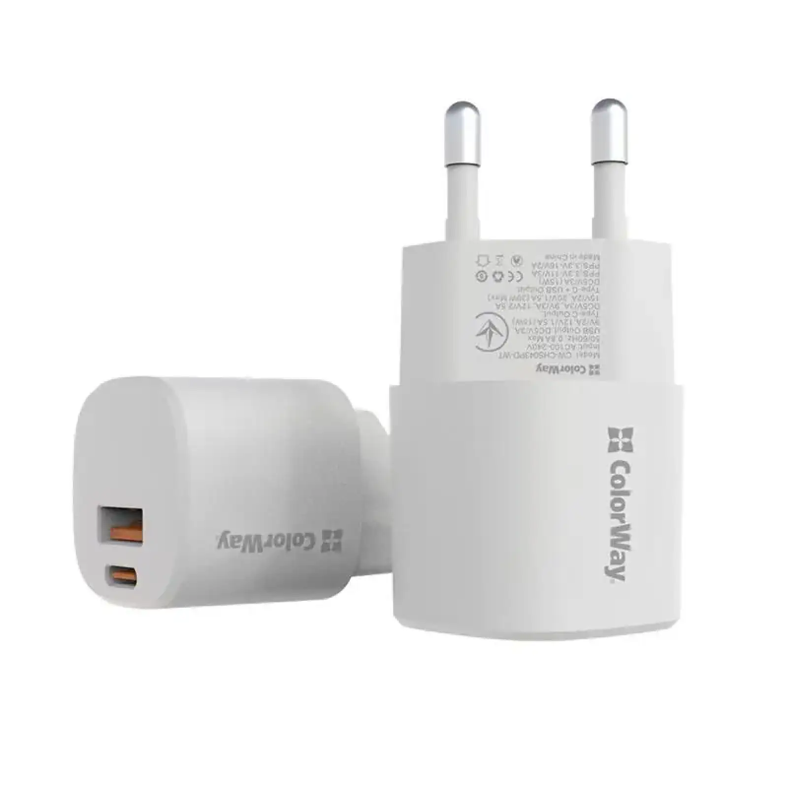 СЗУ ColorWay GaN PD Port USB PPS (Type-C PD + USB QC3.0) (33W) White (CW-CHS043PD-WT) UA