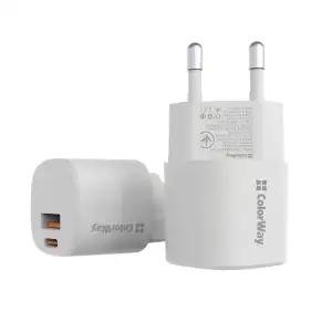СЗУ ColorWay GaN PD Port USB PPS (Type-C PD + USB QC3.0) (33W) White (CW-CHS043PD-WT) UA