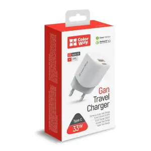 СЗУ ColorWay GaN PD Port USB PPS (Type-C PD + USB QC3.0) (33W) White (CW-CHS043PD-WT) UA