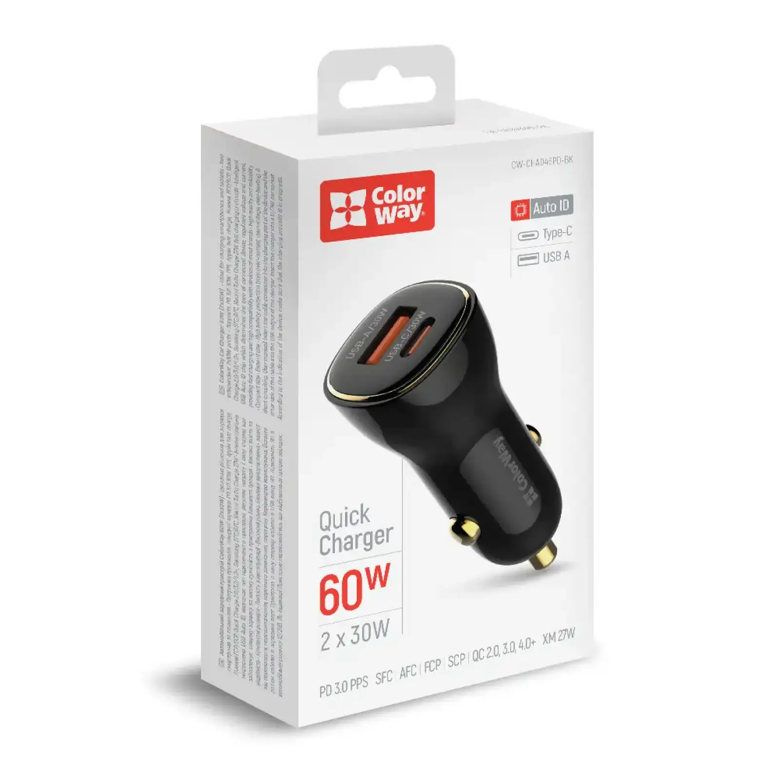 АЗУ ColorWay Power Delivery Port PPS USB (USB-A + USB-C, 60W) Black (CW-CHA046PD-BK) UA