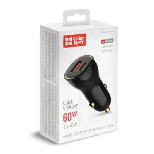 АЗУ ColorWay Power Delivery Port PPS USB (USB-A + USB-C, 60W) Black (CW-CHA046PD-BK) UA