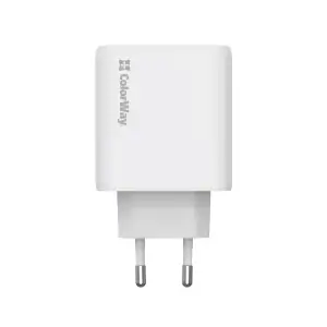 СЗУ ColorWay GaN Mini 50W PD Port PPS USB (Type-C PD 30W + Type-C PD 20W) White (CW-CHS050PD-WT) UA