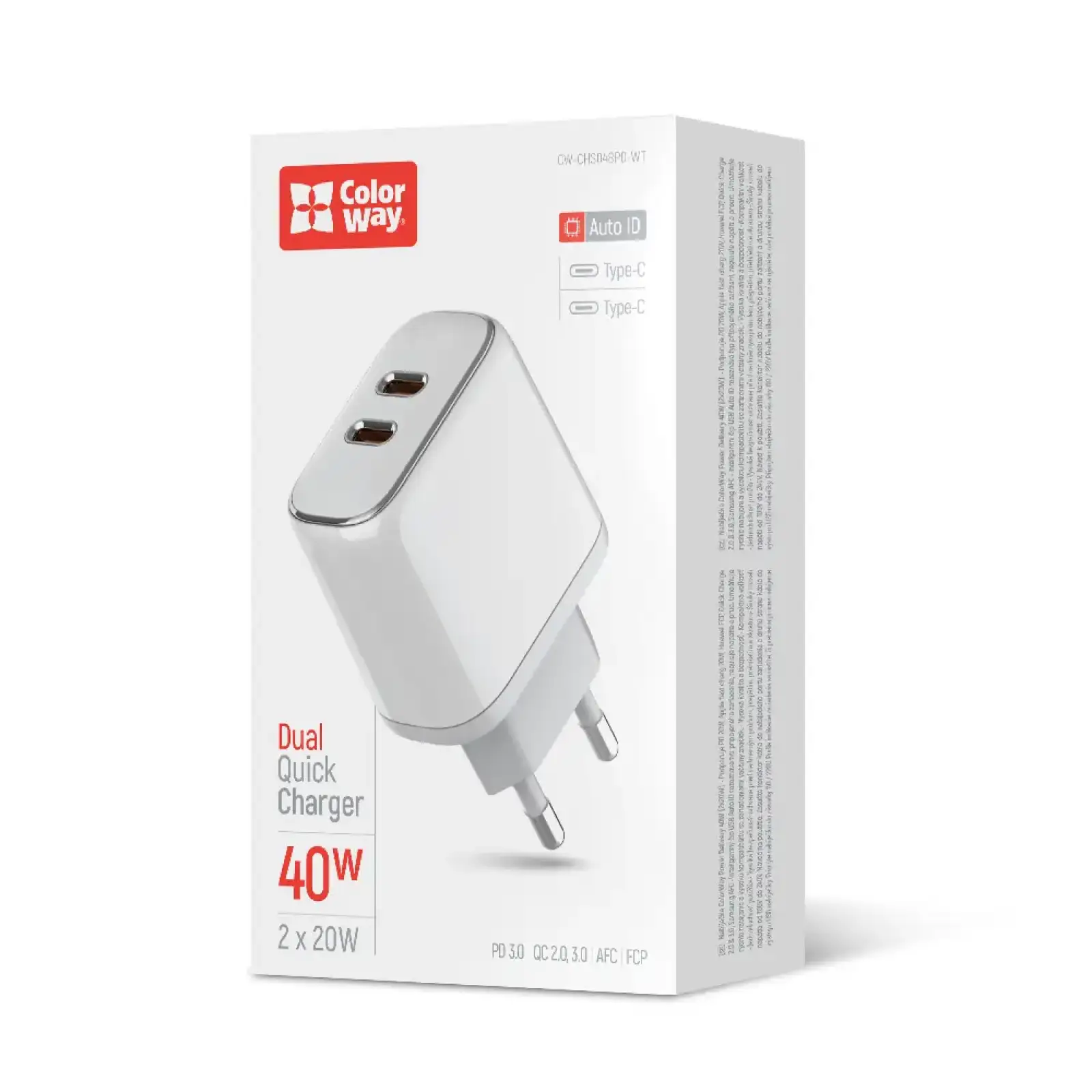 СЗУ ColorWay Power Delivery Port PPS USB (Type-C PD + Type-C PD) (40W) White (CW-CHS048PD-WT) UA