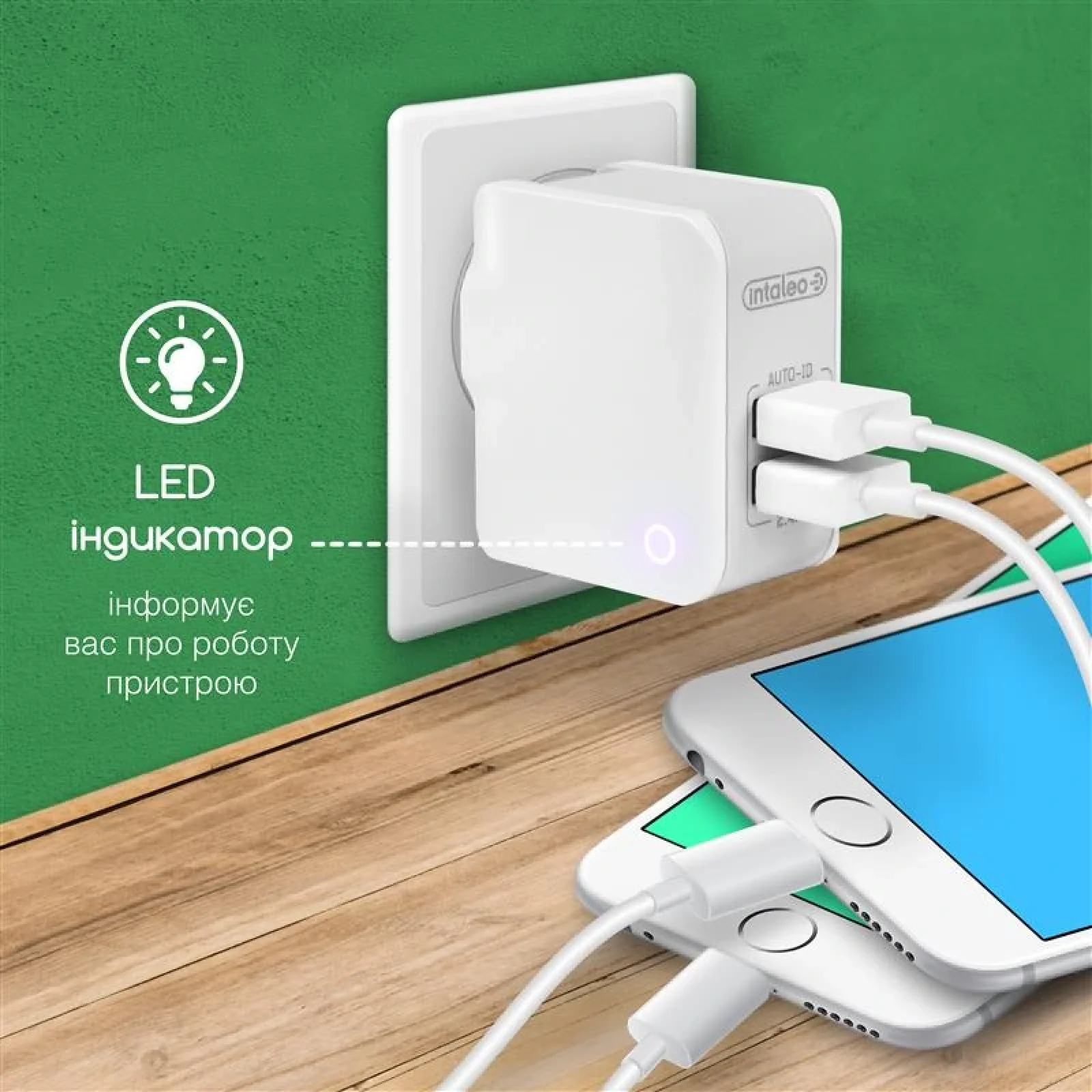 МЗП Intaleo TCA242 (2USB, 2.4A) White UA