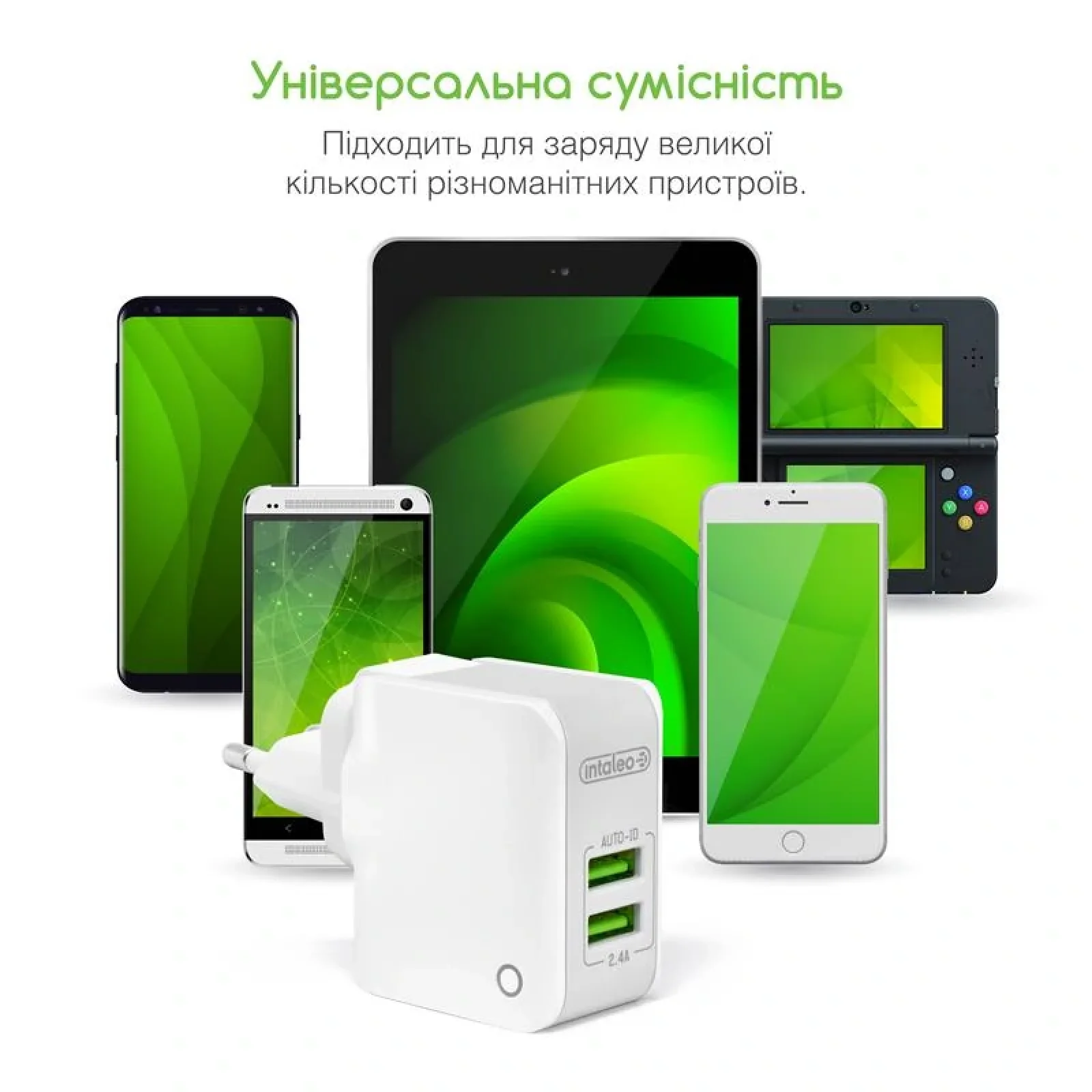 МЗП Intaleo TCA242 (2USB, 2.4A) White UA