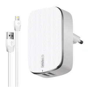 СЗУ Intaleo TCG242 (2USB, 2.4A) White + кабель Lightning UA