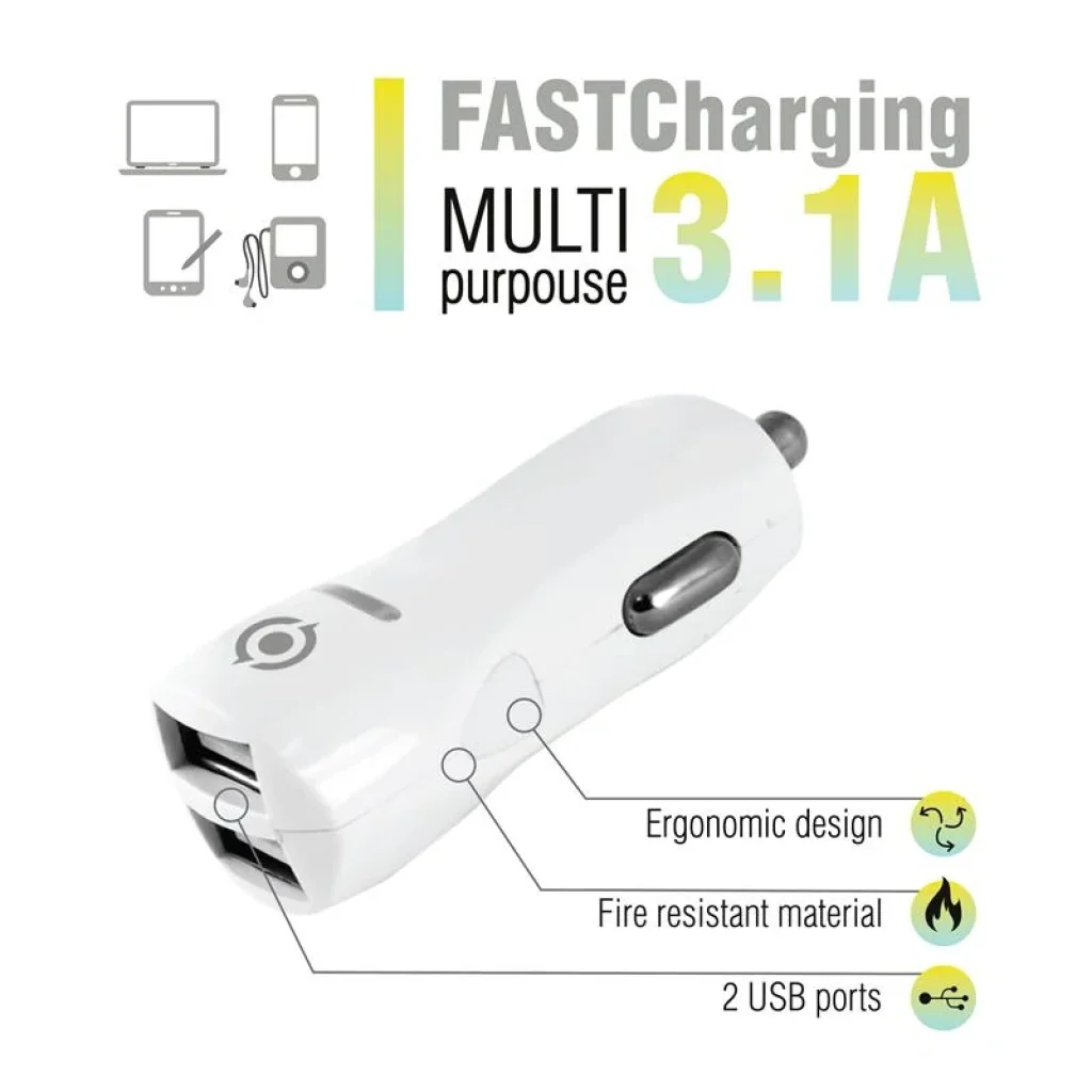 АЗП Piko CC-312 (2USB, 3.1A) White (1283126477546) UA