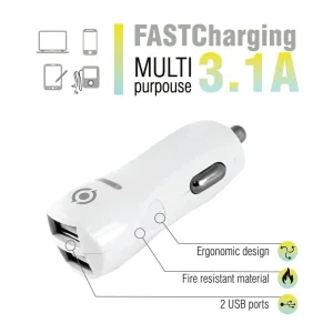 АЗП Piko CC-312 (2USB, 3.1A) White (1283126477546) UA