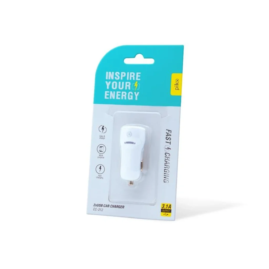 АЗП Piko CC-312 (2USB, 3.1A) White (1283126477546) UA