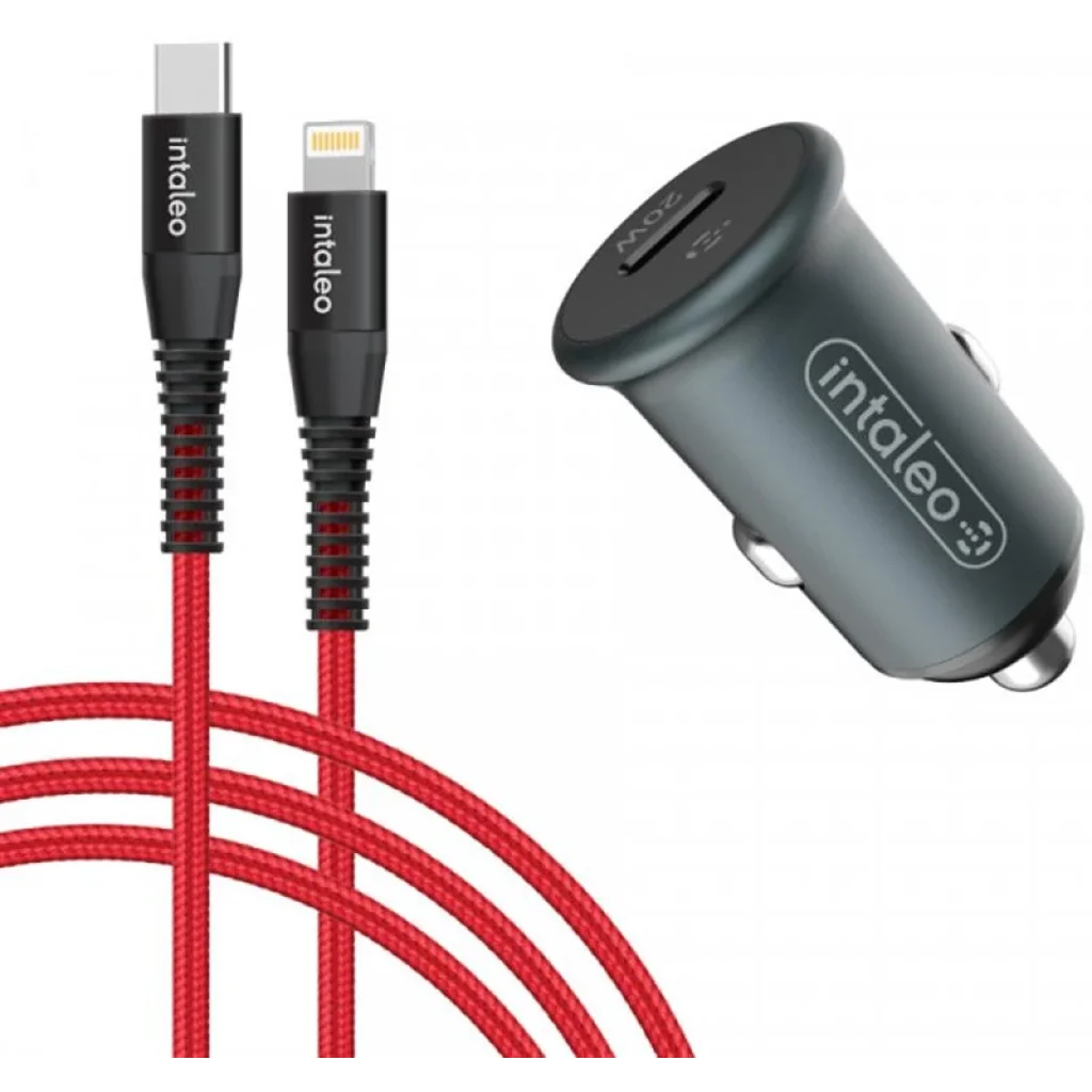 АЗП Intaleo CCGQPD120L (USB, 3A) Grey + кабель Lightning UA