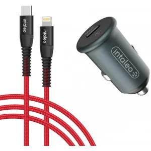АЗП Intaleo CCGQPD120L (USB, 3A) Grey + кабель Lightning UA