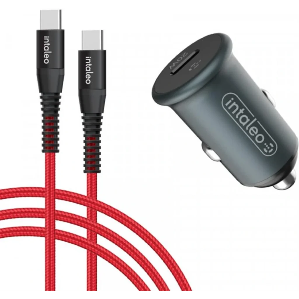 АЗП Intaleo CCGQPD120T (USB, 3A) Grey + кабель USB Type С UA