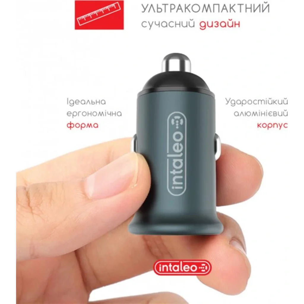 АЗП Intaleo CCGQPD120T (USB, 3A) Grey + кабель USB Type С UA