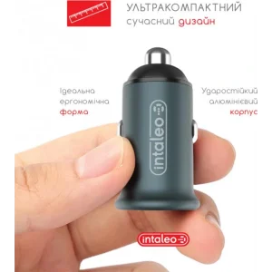АЗП Intaleo CCGQPD120T (USB, 3A) Grey + кабель USB Type С UA