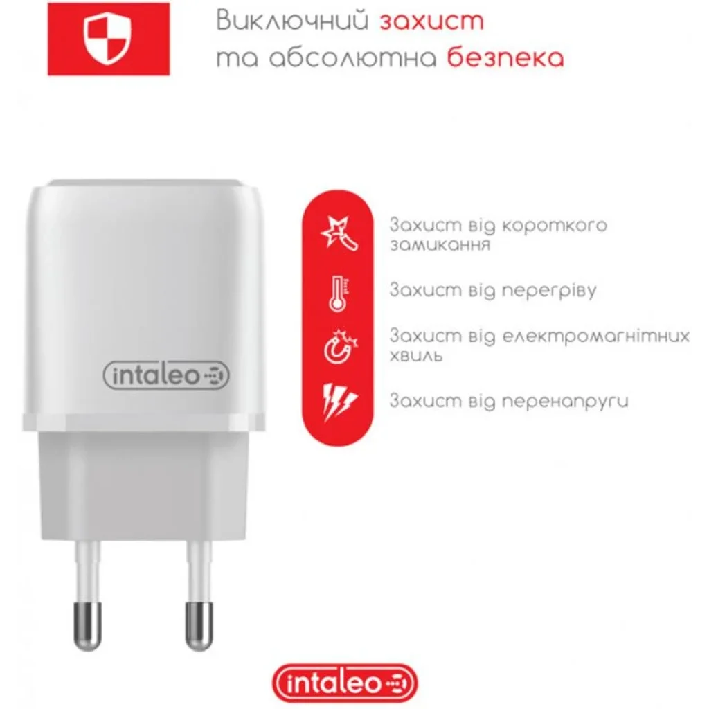 СЗУ Intaleo TCGQPD120L (1USBx3A) White + кабель Lightning UA
