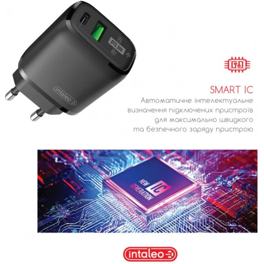 МЗП Intaleo TCGQPD220 (2USBx3A) Black UA
