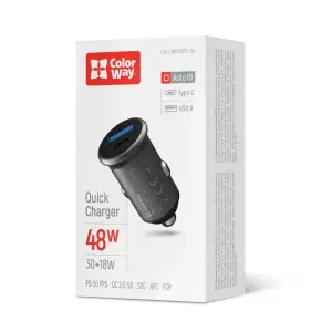 АЗУ ColorWay 2USB (Type-C PD30W + USB QC3.0 18W) 48W Gray (CW-CHA065PD-GR) UA