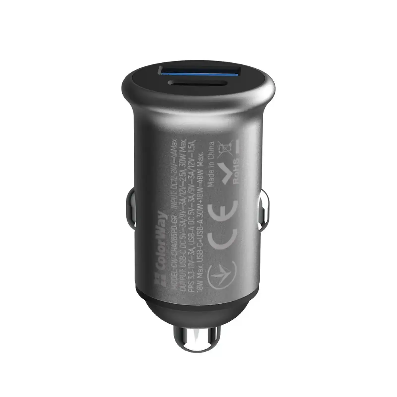 АЗУ ColorWay 2USB (Type-C PD30W + USB QC3.0 18W) 48W Gray (CW-CHA065PD-GR) UA