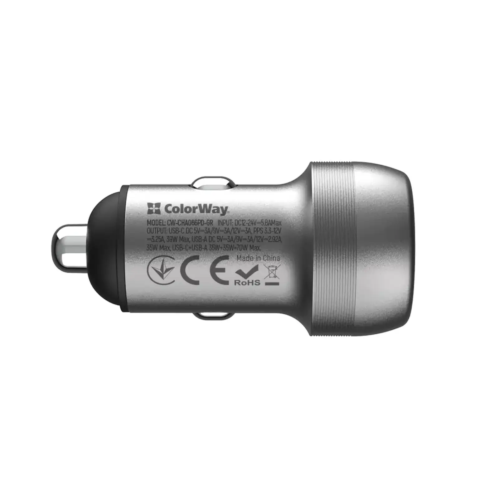 АЗУ ColorWay 2USB (Type-C PD35W + USB QC3.0 35W) 70W Gray (CW-CHA066PD-GR) UA