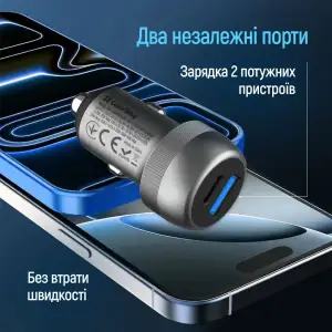 АЗУ ColorWay 2USB (Type-C PD35W + USB QC3.0 35W) 70W Gray (CW-CHA066PD-GR) UA