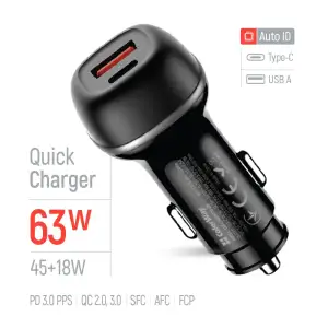 АЗУ ColorWay 2USB (Type-C PD45W + USB QC3.0 18W) 63W Black (CW-CHA067PD-BK) UA