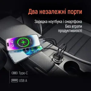 АЗУ ColorWay 2USB (Type-C PD65W + USB QC3.0 18W) 83W Black (CW-CHA068PD-BK) UA