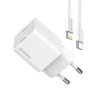 СЗУ ColorWay GaN Mini 20W PD Port PPS USB-C White (CW-CHS059PDL-WT) + кабель Lightning UA