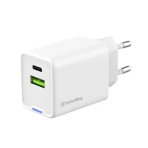 СЗУ ColorWay GaN Mini 45W PD Port PPS USB (Type-C PD + USB QC4.0) White (CW-CHS060PD-WT) UA