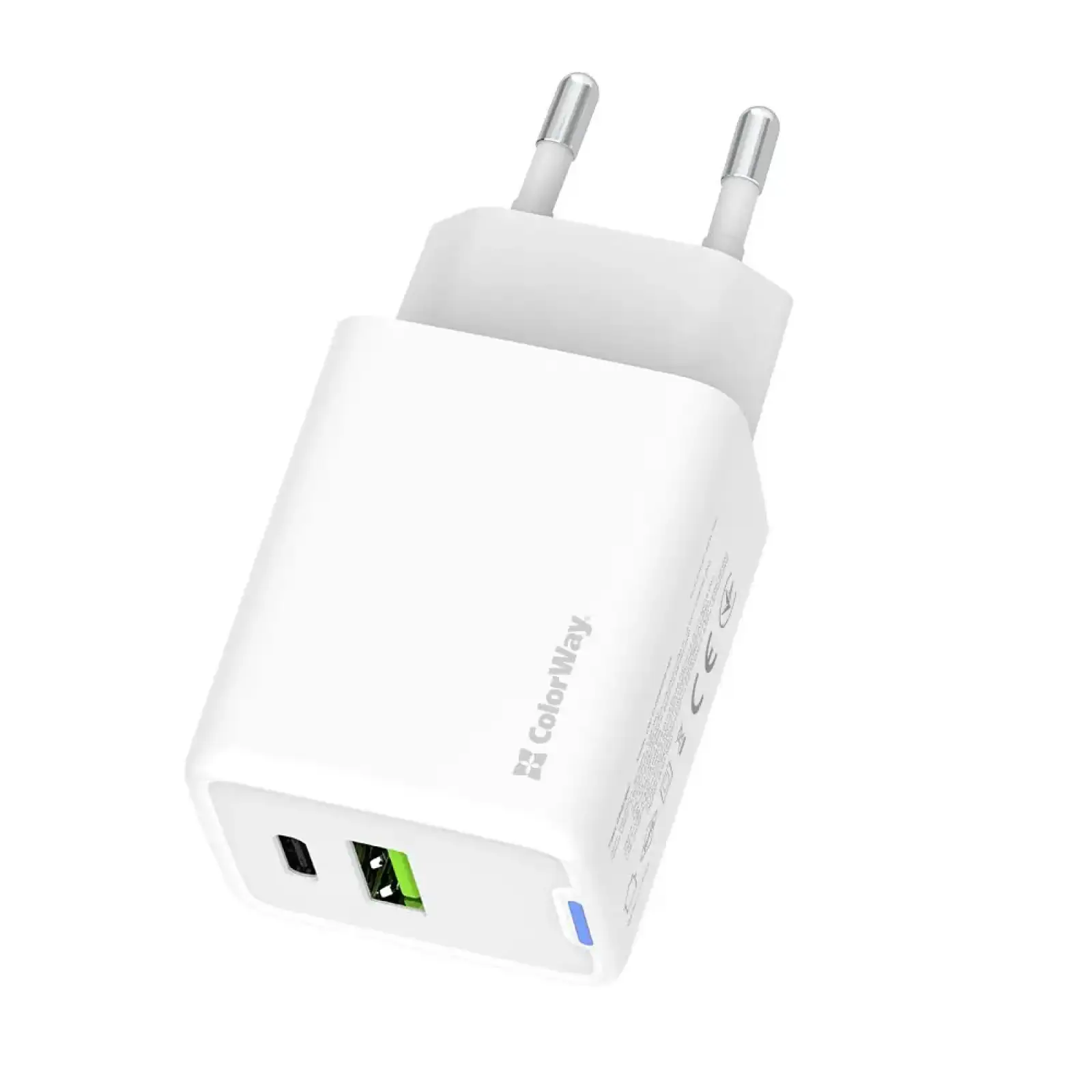 СЗУ ColorWay GaN Mini 45W PD Port PPS USB (Type-C PD + USB QC4.0) White (CW-CHS060PD-WT) UA