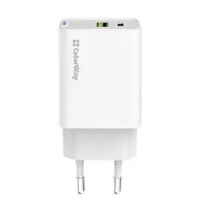 СЗУ ColorWay GaN Mini 45W PD Port PPS USB (Type-C PD + USB QC4.0) White (CW-CHS060PD-WT) UA