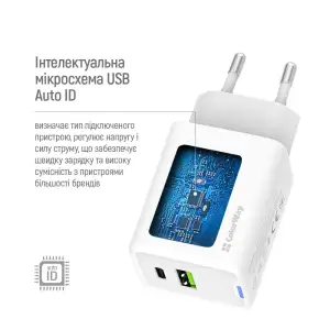 СЗУ ColorWay GaN Mini 45W PD Port PPS USB (Type-C PD + USB QC4.0) White (CW-CHS060PD-WT) UA