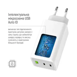 МЗП ColorWay GaN Mini 100W PD Port PPS USB (USB-2C1A) White (CW-CHS061PD-WT) UA