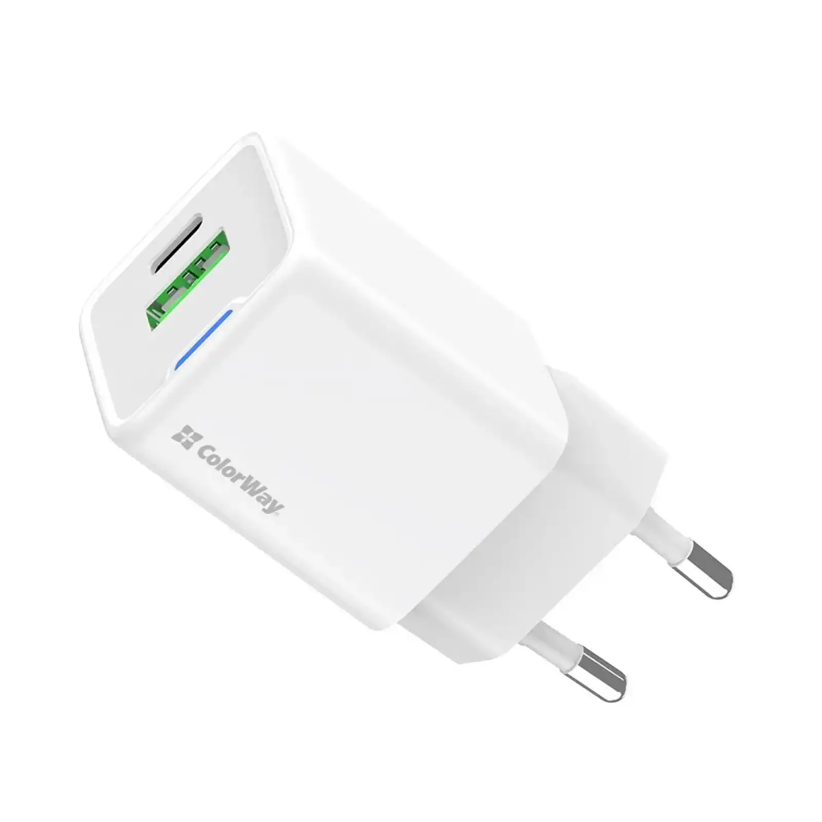 СЗУ ColorWay GaN Mini 20W PD Port PPS USB (Type-C PD + USB QC4.0) White (CW-CHS062PD-WT) UA