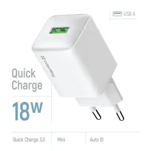 СЗУ ColorWay 1USB Quick Charge 3.0 (18W) V2 White (CW-CHS063Q-WT) UA