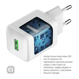 СЗУ ColorWay 1USB Quick Charge 3.0 (18W) V2 White (CW-CHS063Q-WT) UA