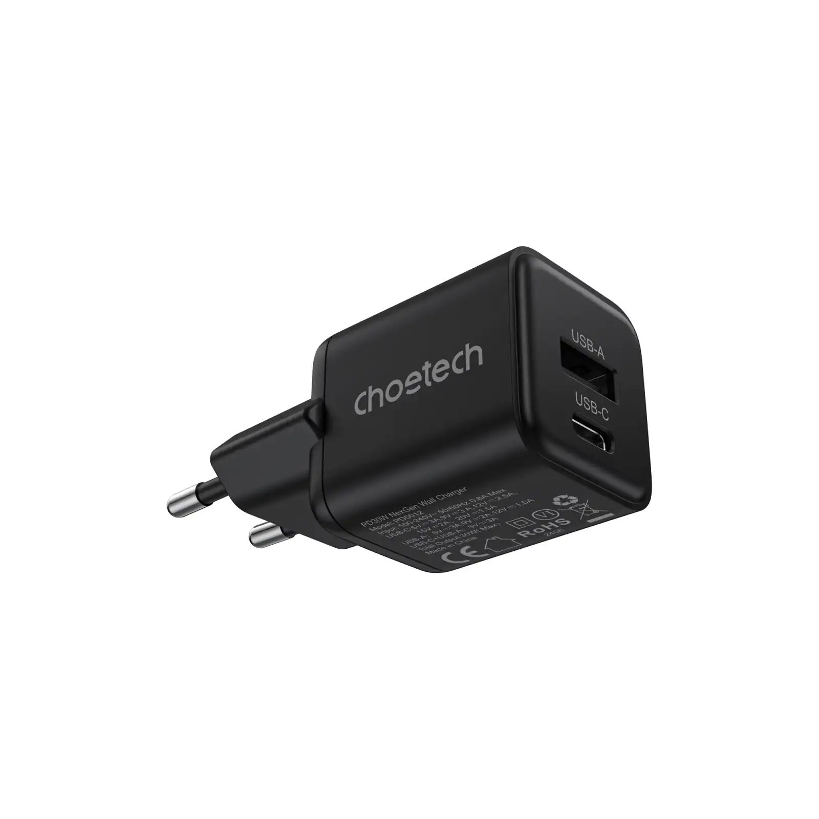 МЗП Choetech (USB-C+USB-A) Black (PD5012-EU-BK) UA