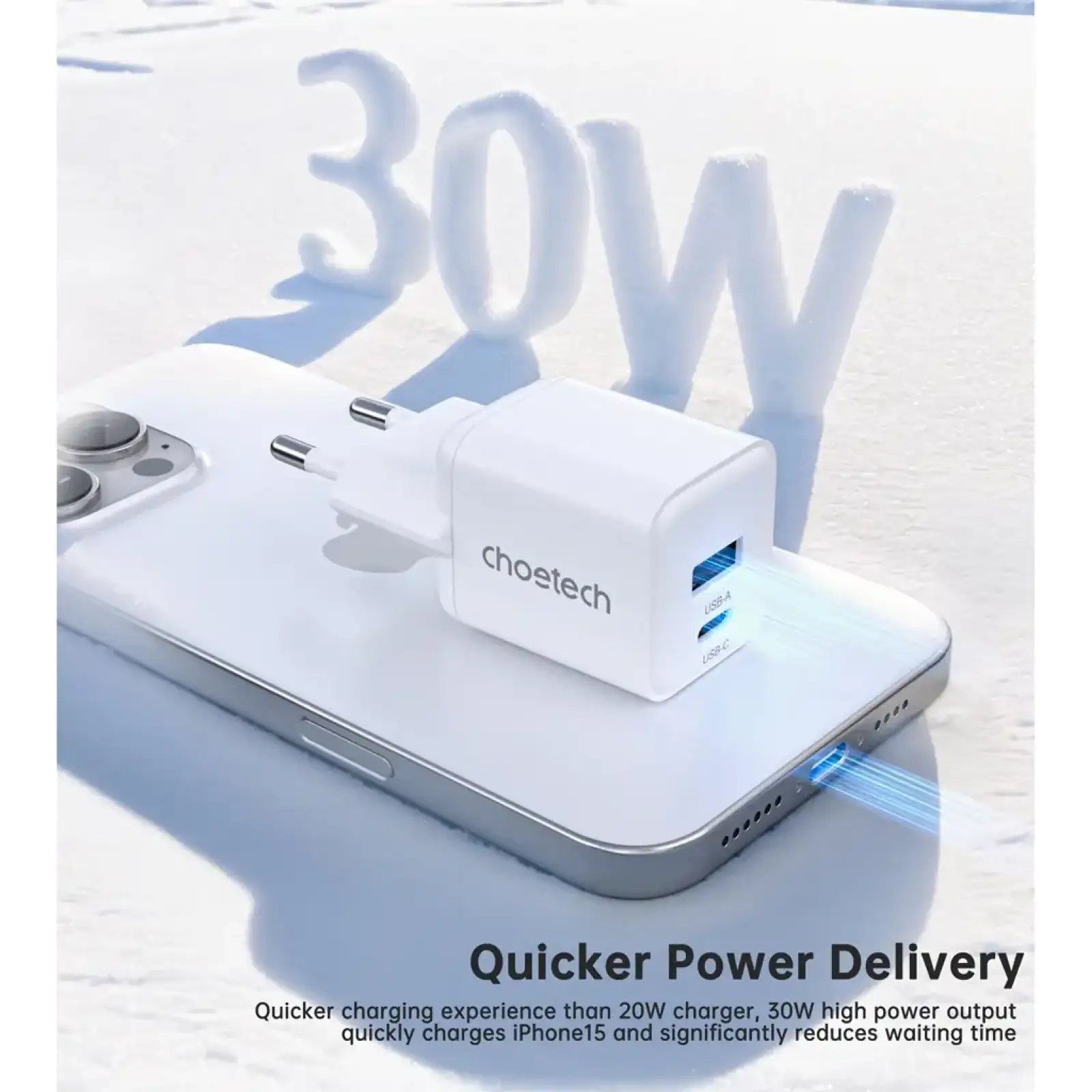 МЗП Choetech (USB-C+USB-A) White (PD5012-EU-WH) UA